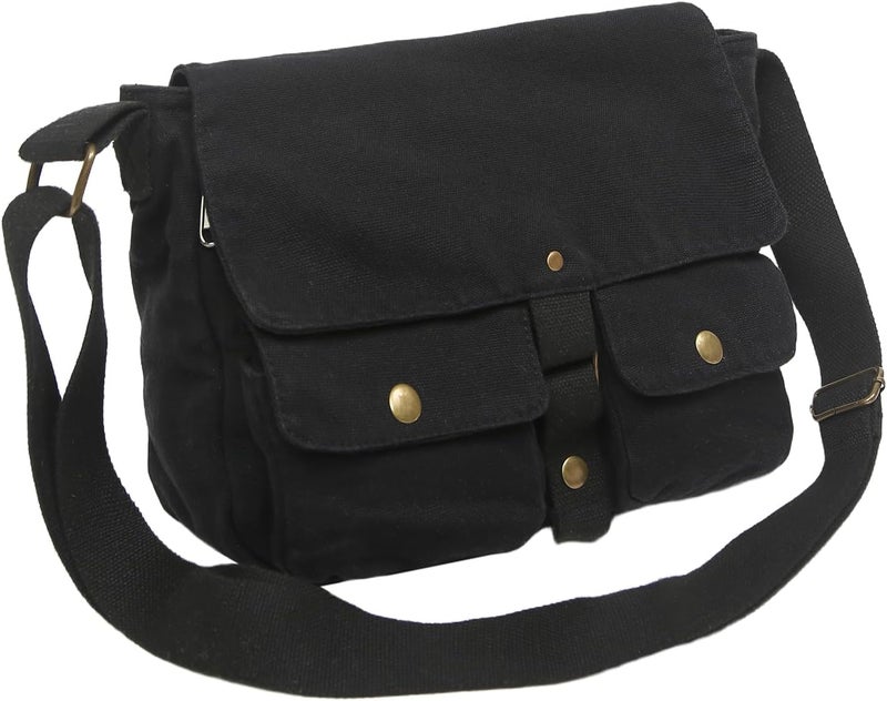 AFGWK School Vintage Canvas Messenger Bag for Men Crossbody Shoulder Bag Satchel Handbags - Image 1